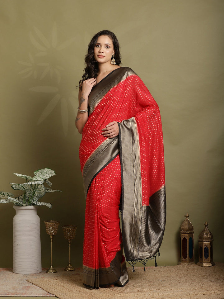 Zari Booti Woven  Crepe Saree