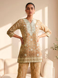 Linen V Neck Printed Kurta Set