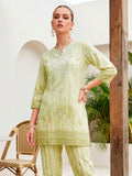 Linen  Round Neck Printed Kurta Set