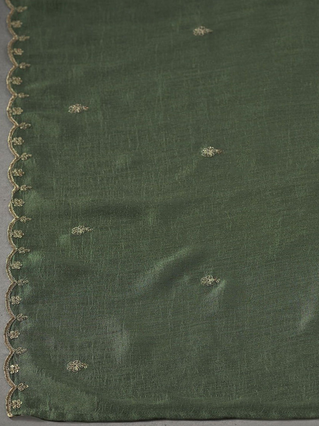 Green Embroidered Art Silk Kurta With Pant &amp; Dupatta