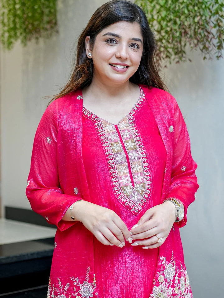 Rani Embroidered Chinon Kurta With Pant &amp; Dupatta