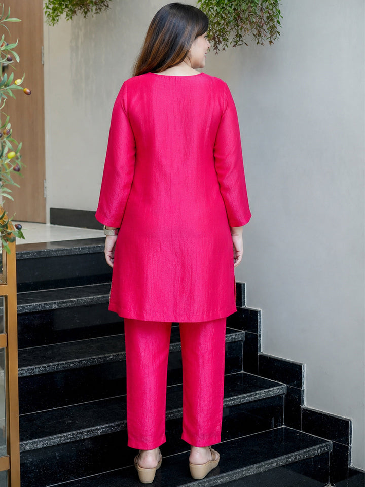 Rani Embroidered Chinon Kurta With Pant &amp; Dupatta