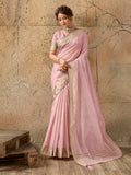 Pink Tissue Woven Saree