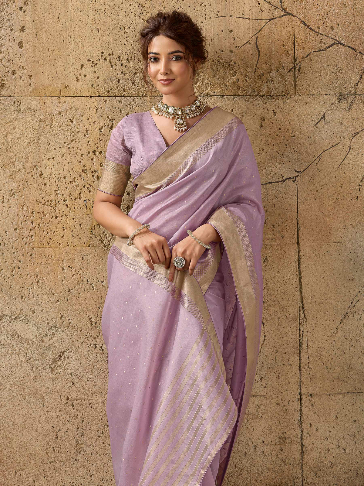 Lavender Tissue Woven Saree