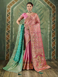 Pink Satin Woven Handloom Saree