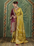 Mustard Satin Woven Handloom Saree