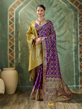 Purple Satin Woven Handloom Saree