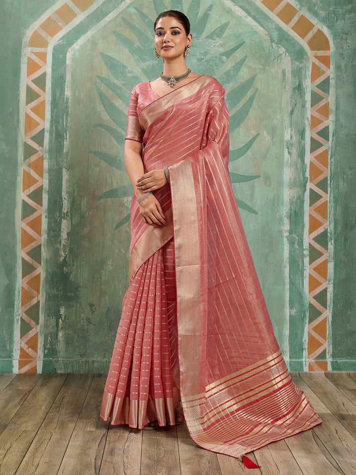 Brick Woven Design Cotton Silk Jacquard Saree