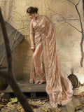 Peach Satin Embroidered Saree
