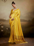 Mustard Kanjivaram Silk Embroidered Handloom Saree