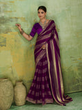 Purple Satin Woven Saree