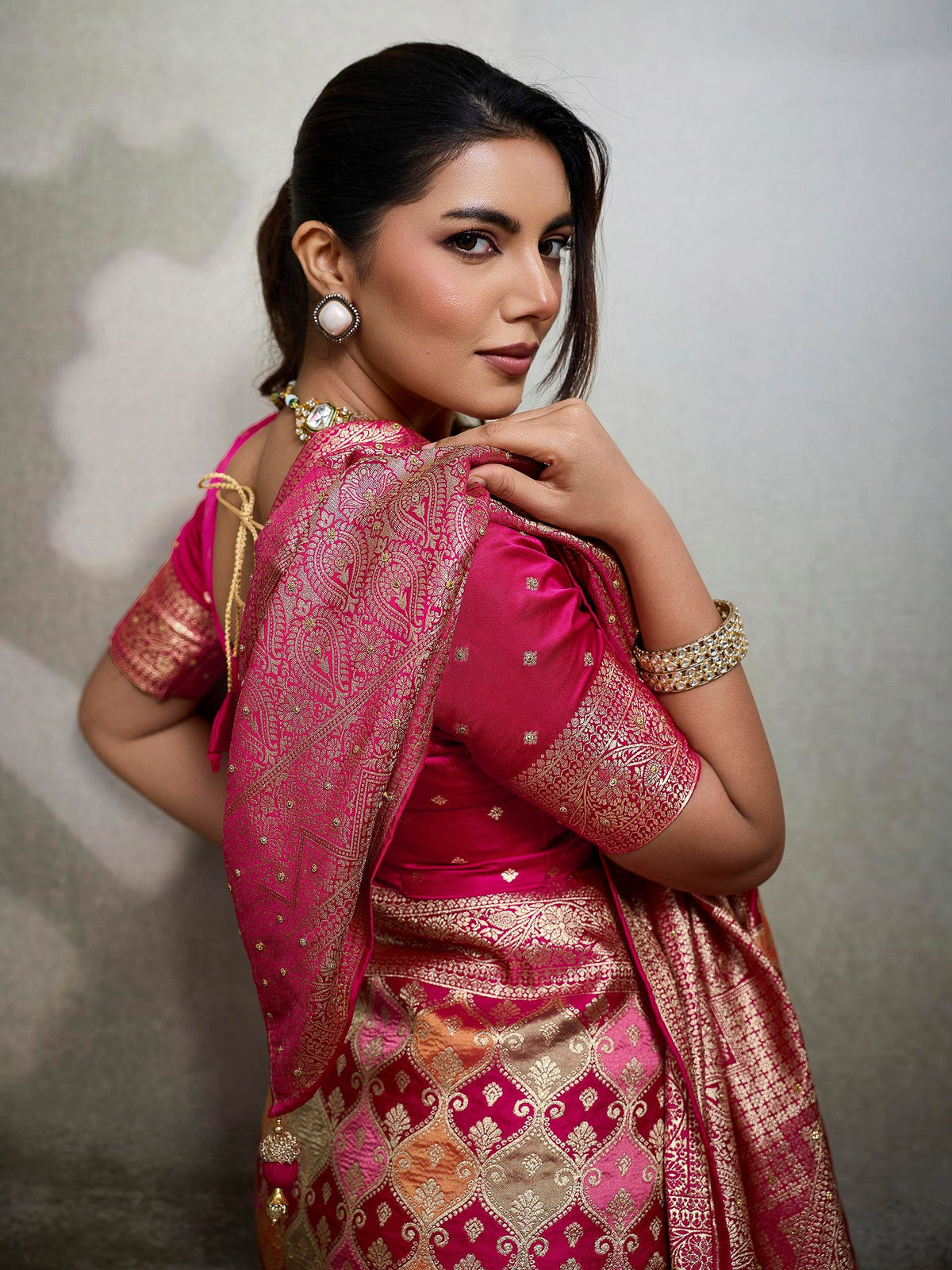 Rani Satin Woven Handloom Saree