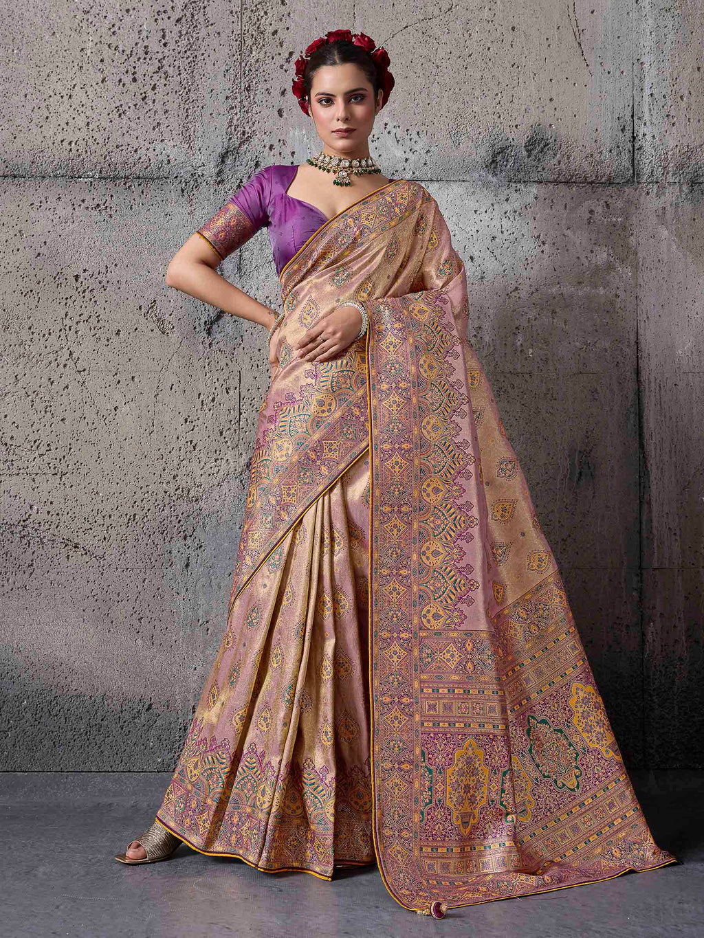 Lavender Art Silk Woven Saree