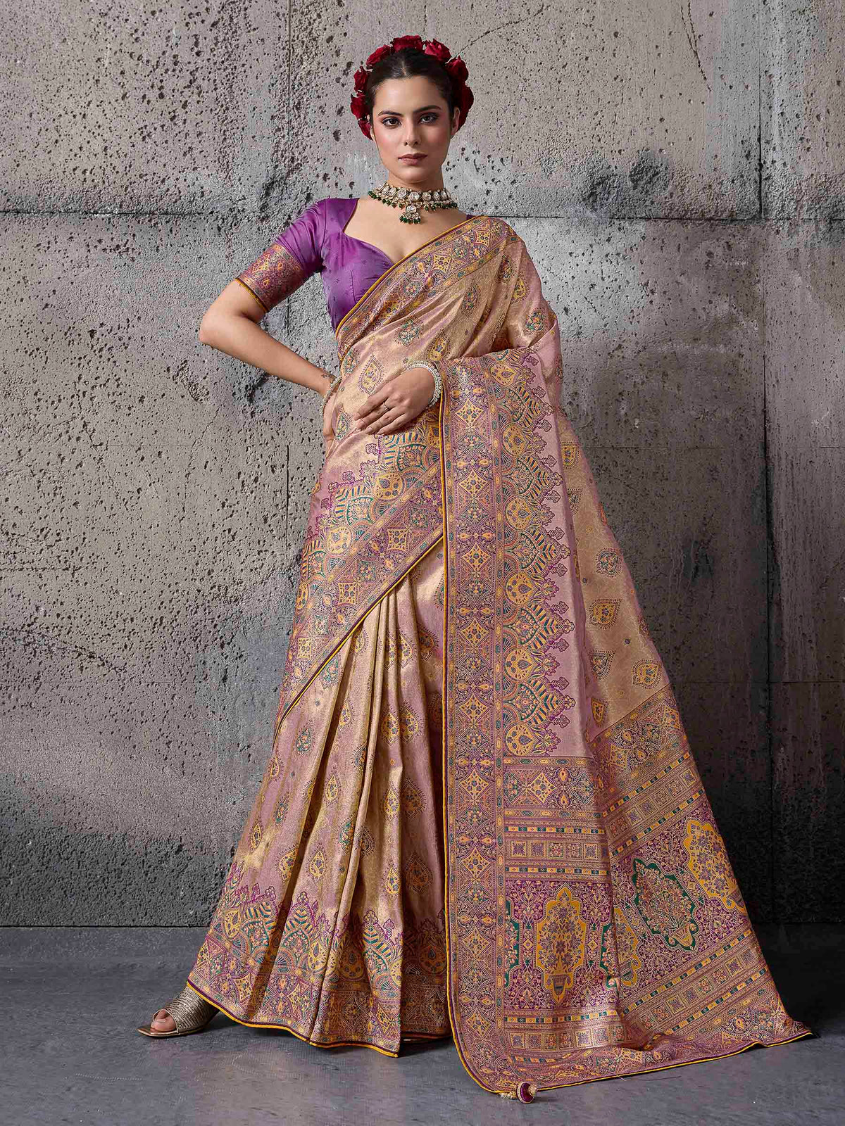 Lavender Art Silk Woven Saree