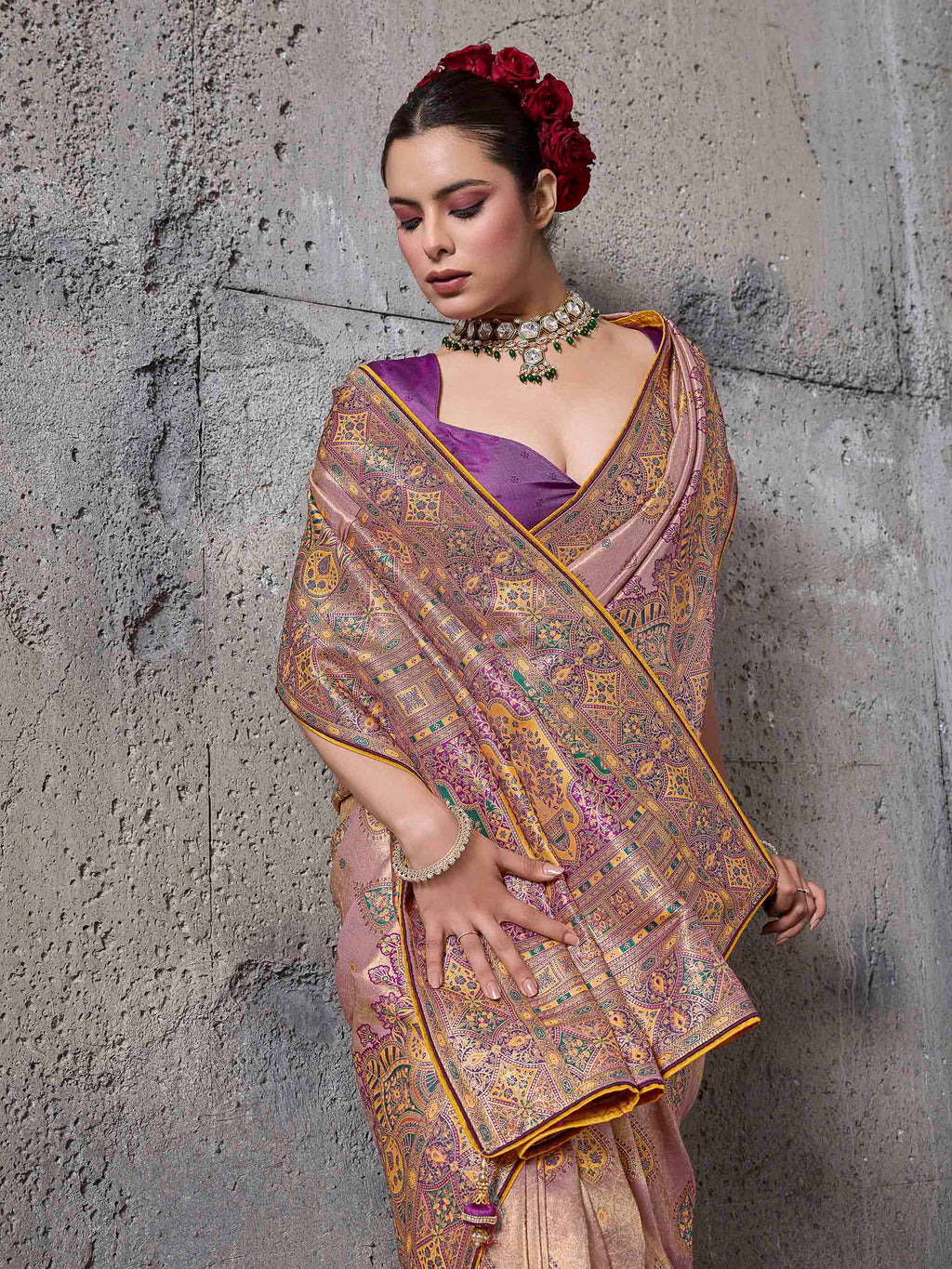 Lavender Art Silk Woven Saree