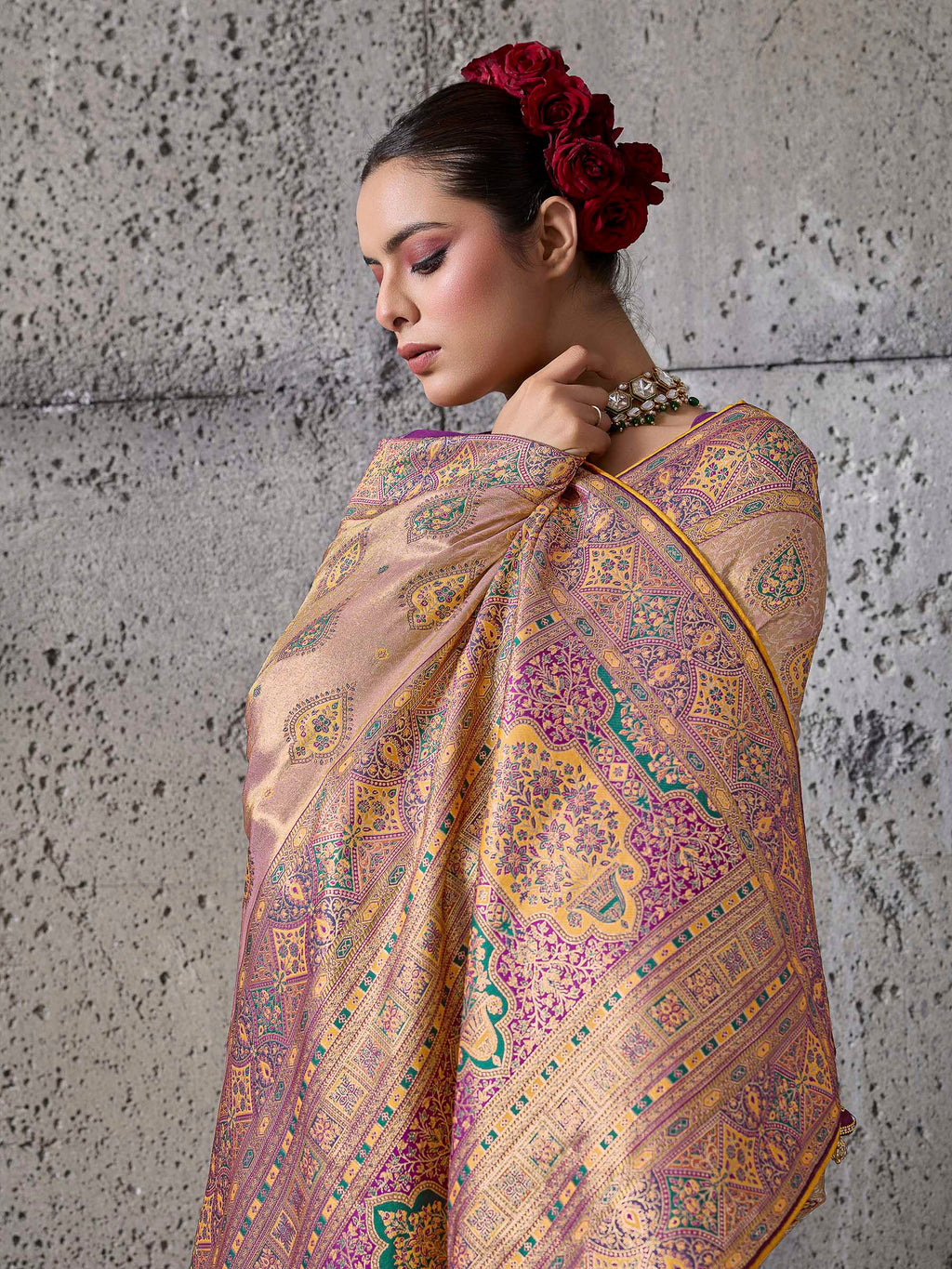 Lavender Art Silk Woven Saree