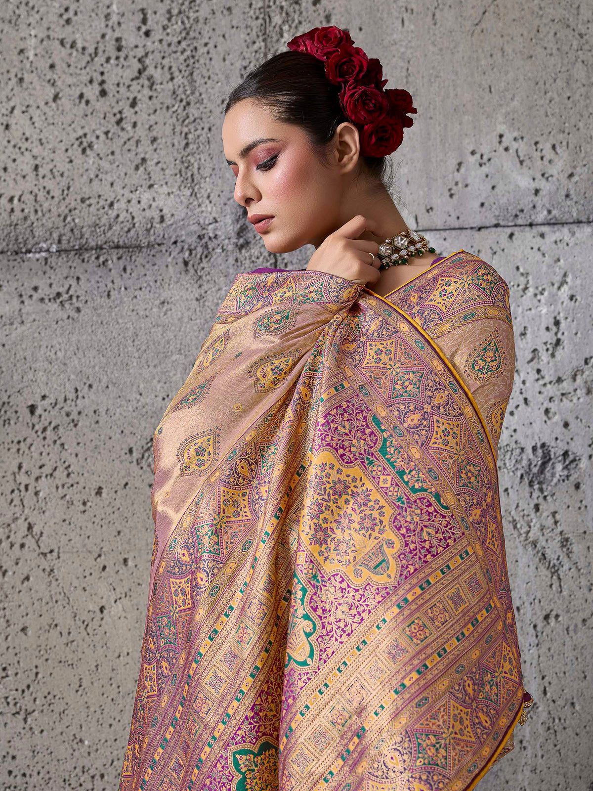Lavender Art Silk Woven Saree
