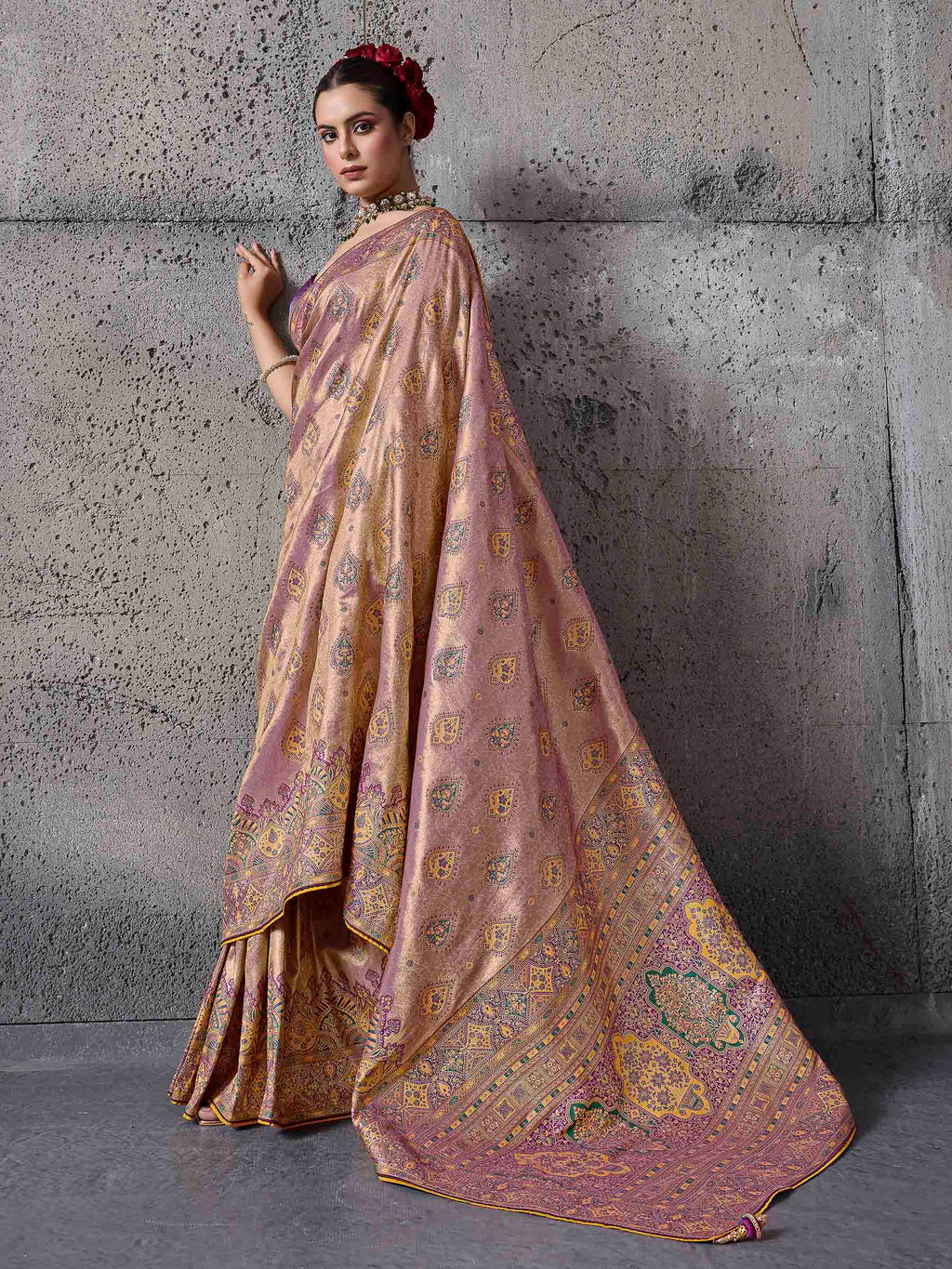 Lavender Art Silk Woven Saree