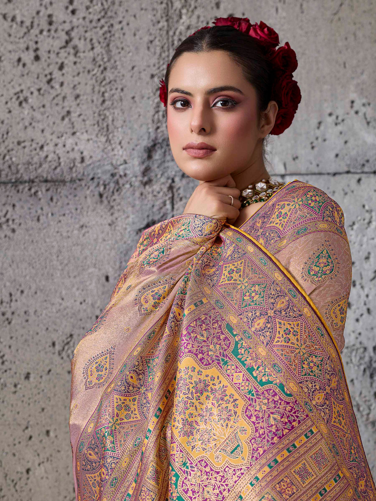 Lavender Art Silk Woven Saree