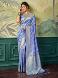 Blue Banarasi Silk Woven Saree