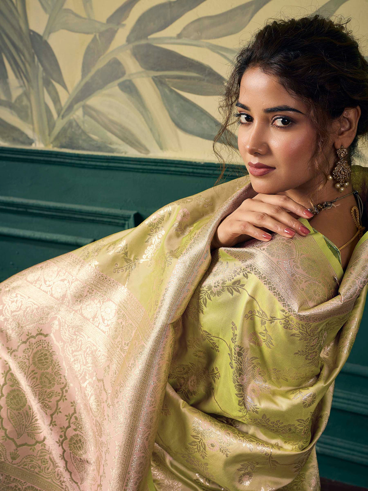 Pista-Green Banarasi Silk Woven Saree
