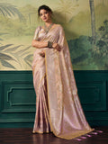 Beige Banarasi Silk Woven Saree