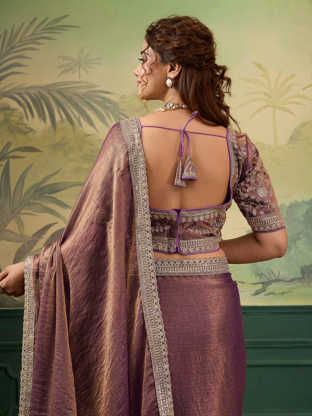 Brown Chiffon Woven Handloom Saree