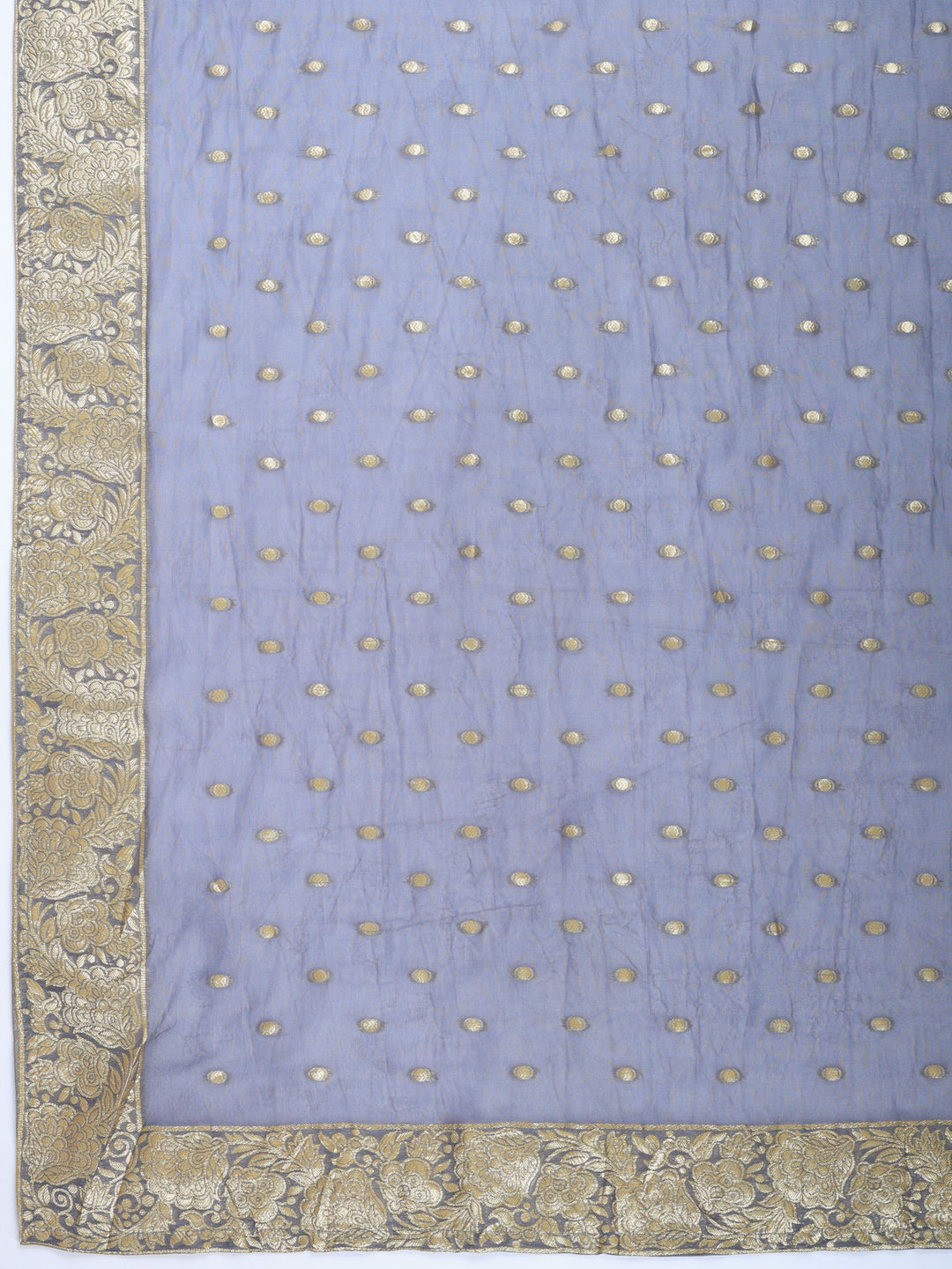 Grey Embroidered Art Silk Round Neck Suit Set