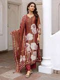Brown Embroidered Tissue Kurta With Pant & Dupatta