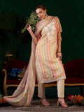 Multi-Colored Embroidered Organza Kurta With Pant & Dupatta