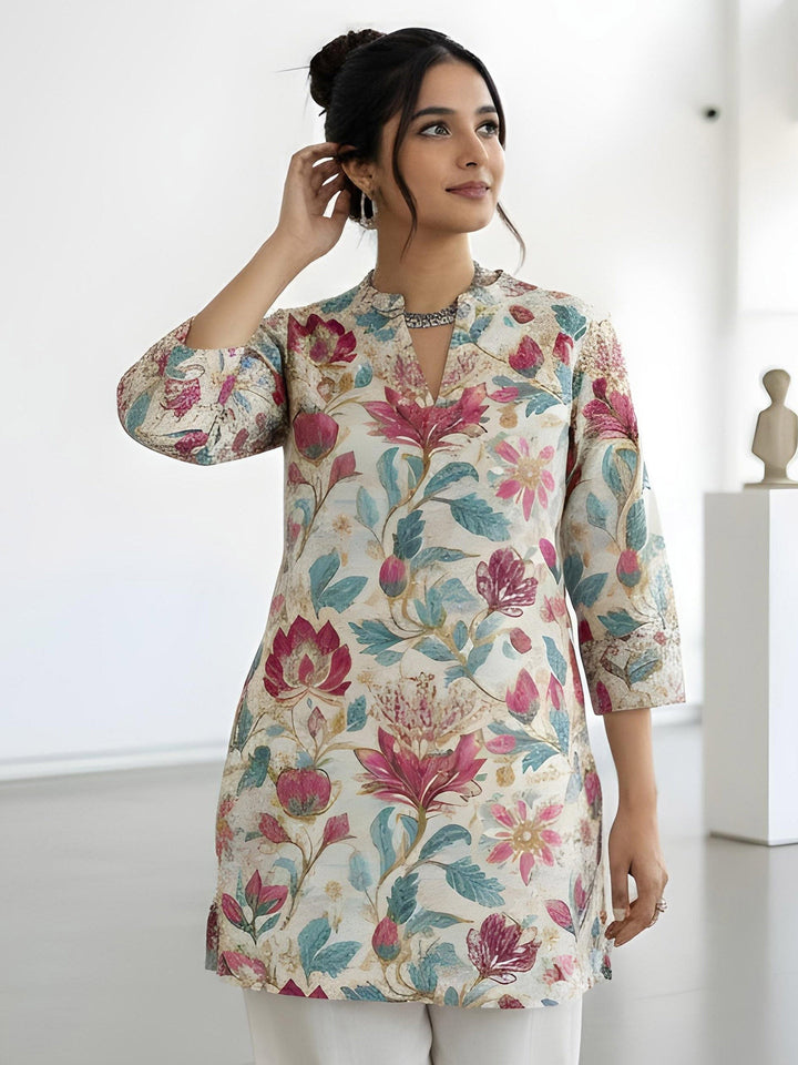 Multi-Colored Cotton Blend Printed Kurta