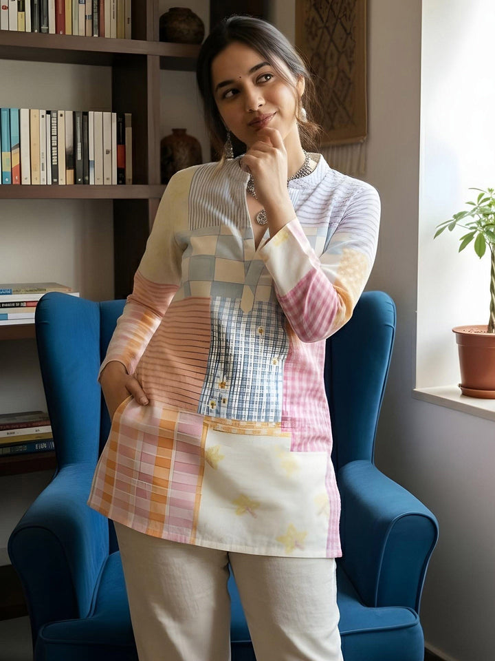 Multi-Colored Cotton Blend Printed Kurta