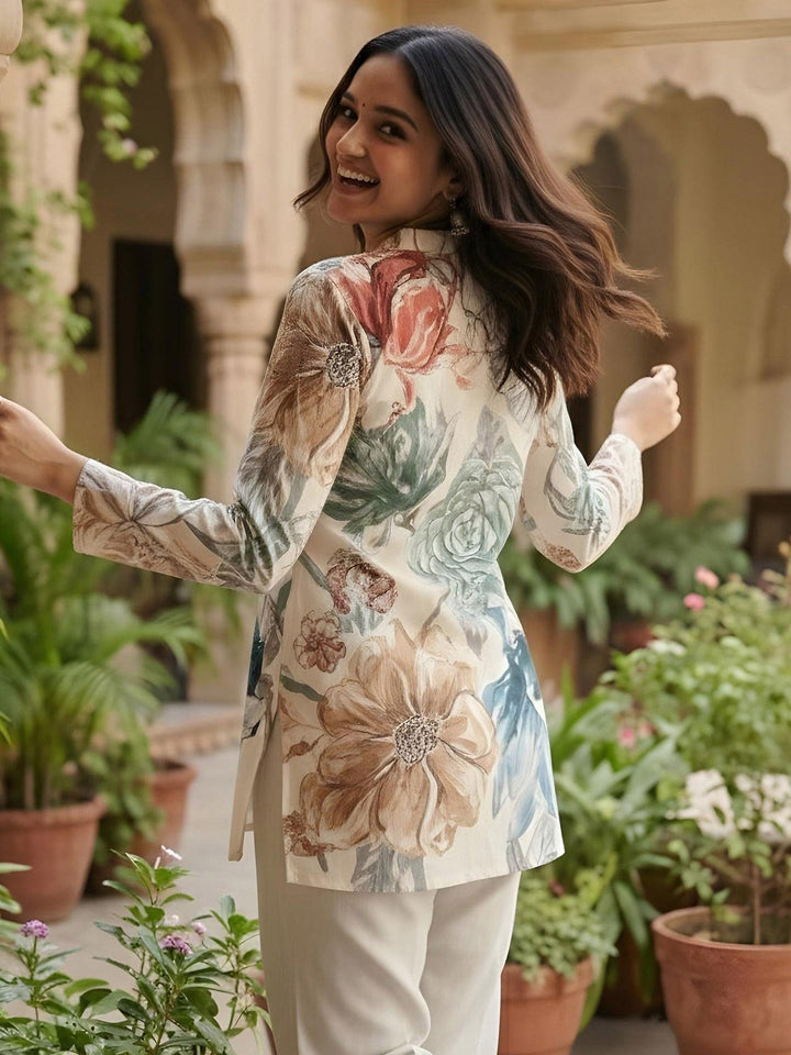 Multi-Colored Cotton Blend Printed Kurta