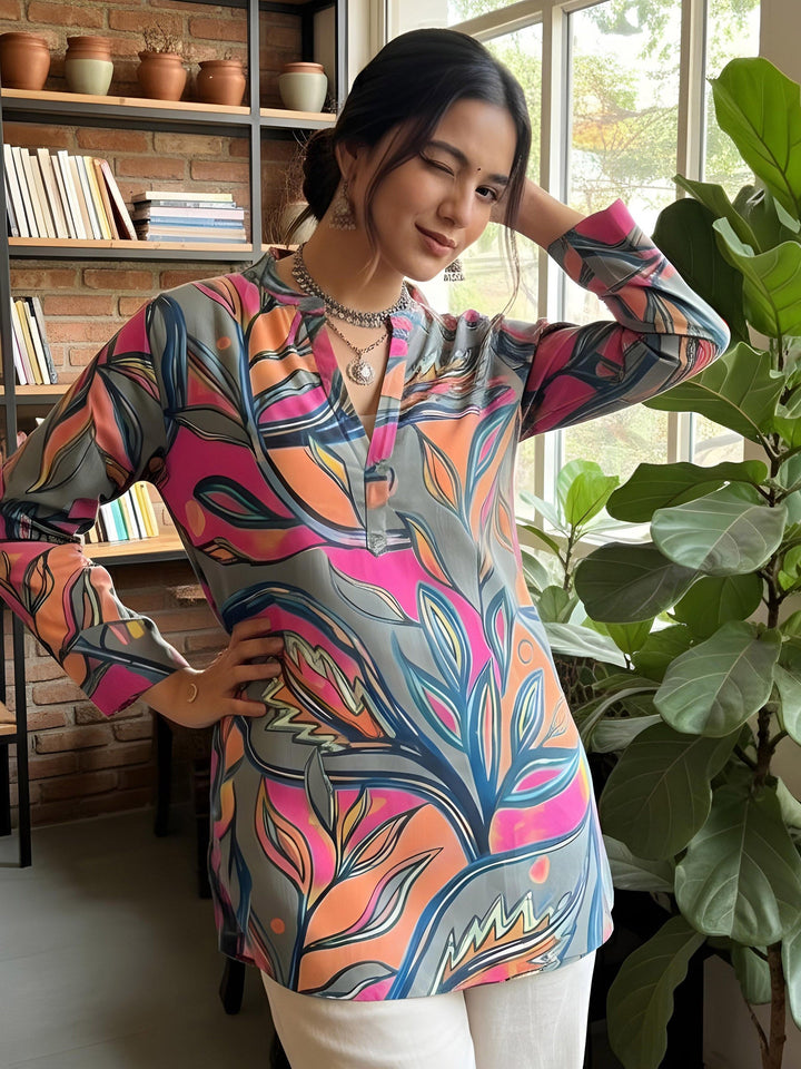 Multi-Colored Cotton Blend Printed Kurta