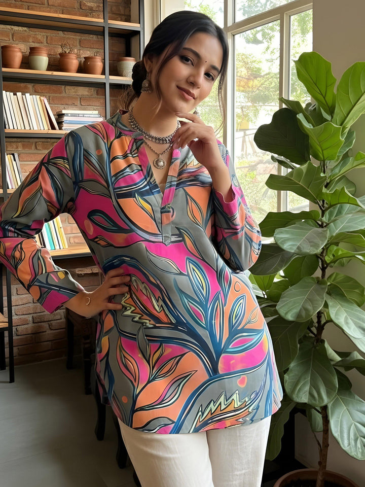 Multi-Colored Cotton Blend Printed Kurta