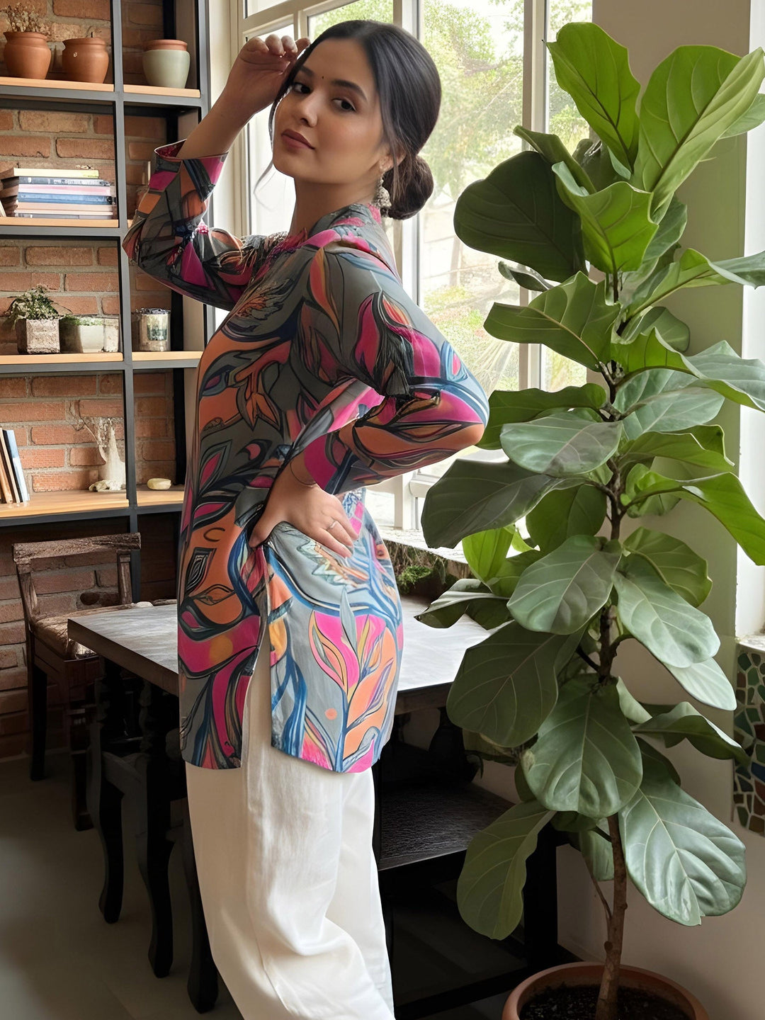 Multi-Colored Cotton Blend Printed Kurta