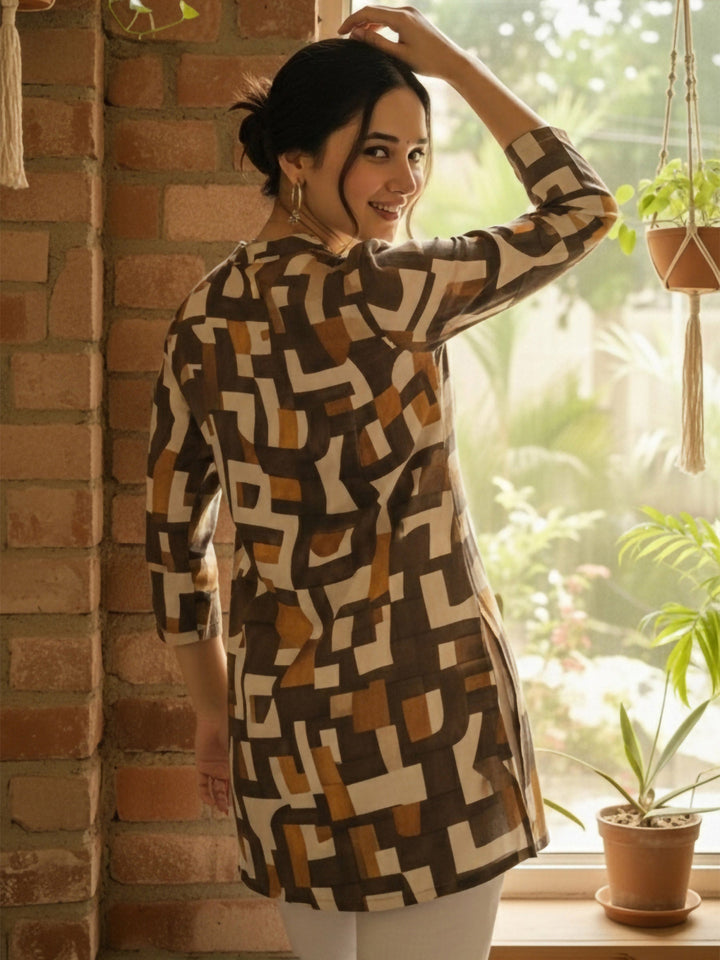 Multi-Colored Cotton Blend Printed Kurta