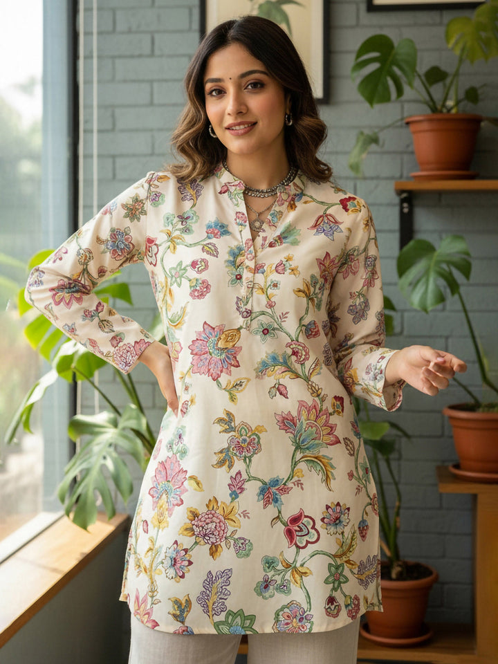 Multi-Colored Cotton Blend Printed Kurta