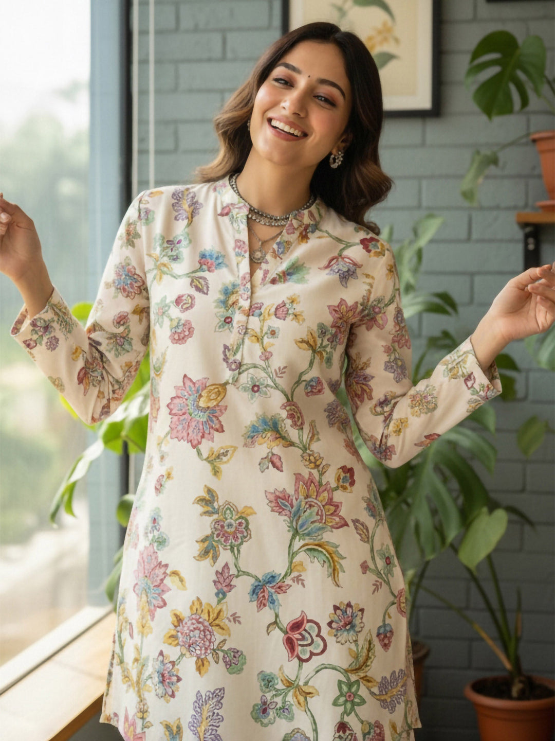 Multi-Colored Cotton Blend Printed Kurta