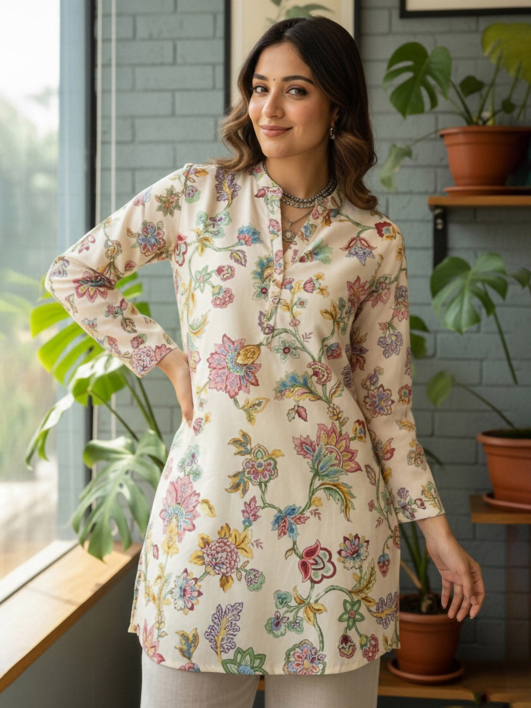 Multi-Colored Cotton Blend Printed Kurta