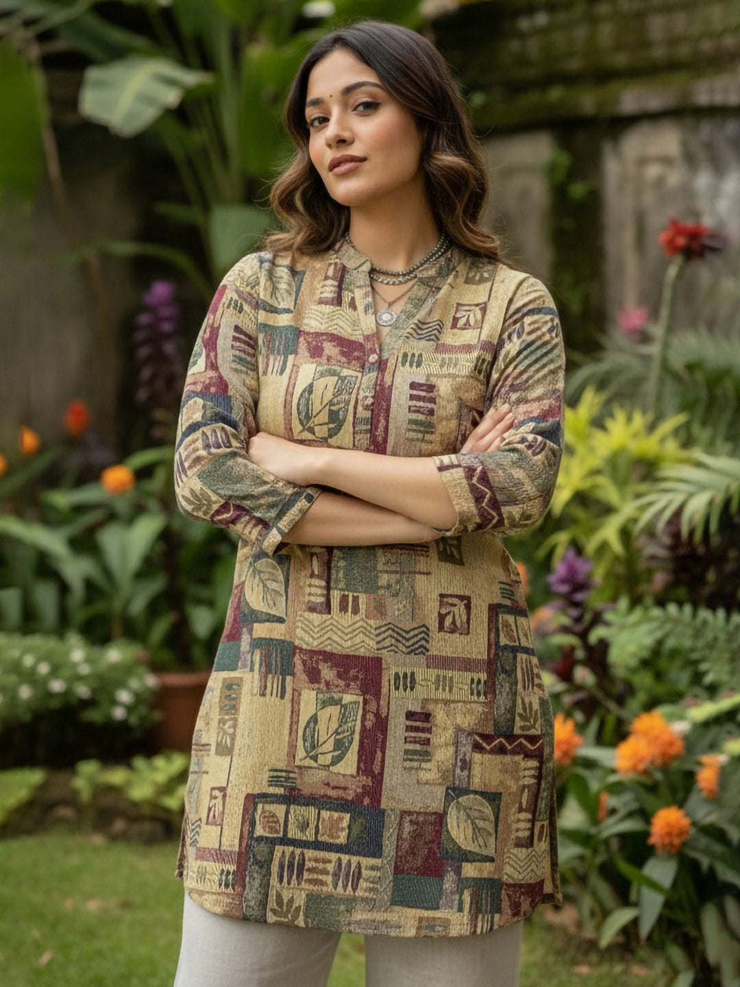 Multi-Colored Cotton Blend Printed Kurta