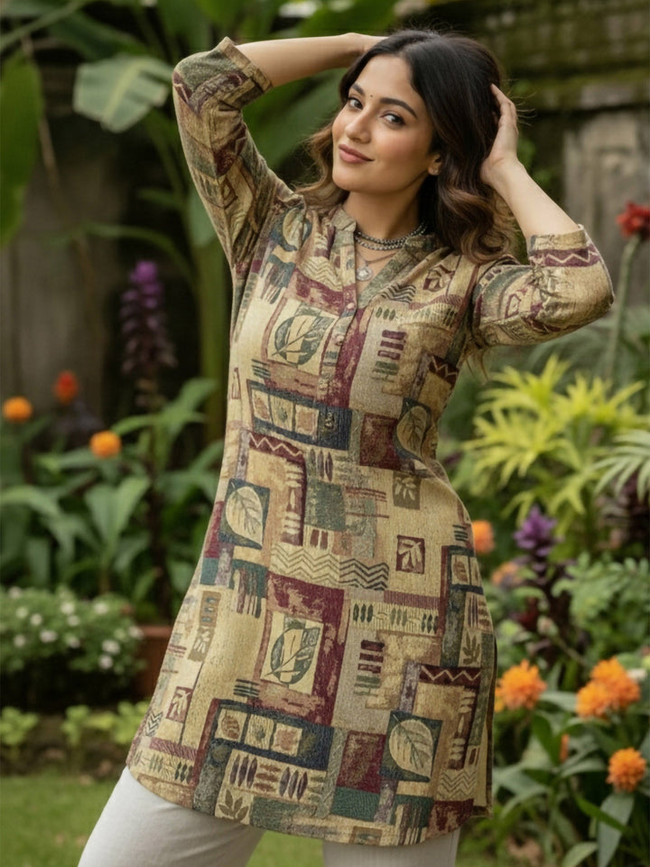 Multi-Colored Cotton Blend Printed Kurta
