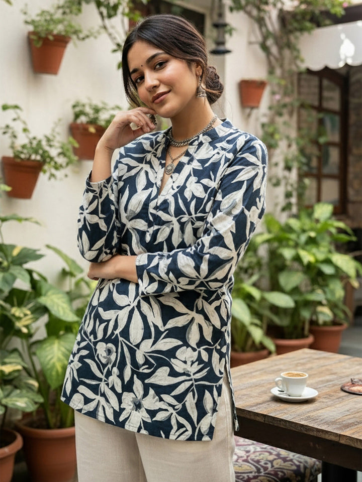 Black Cotton Blend Printed Kurta
