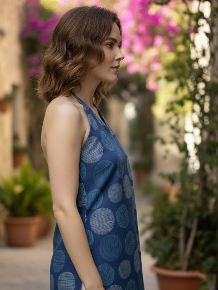 Blue Cotton Blend Printed Kurta