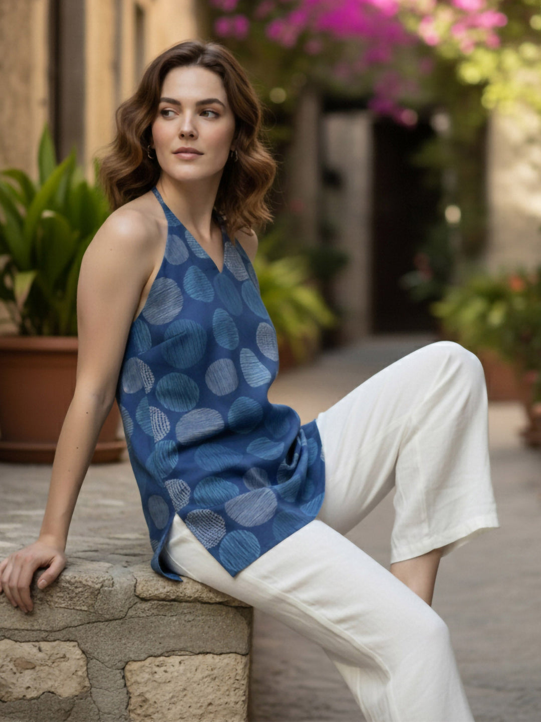 Blue Cotton Blend Printed Kurta