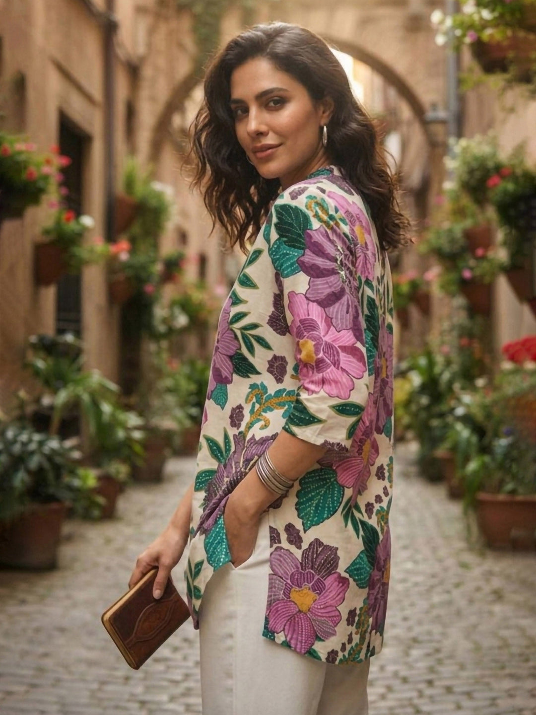 Multi-Colored Cotton Blend Printed Kurta