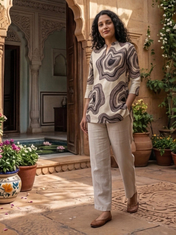Multi-Colored Cotton Blend Printed Kurta