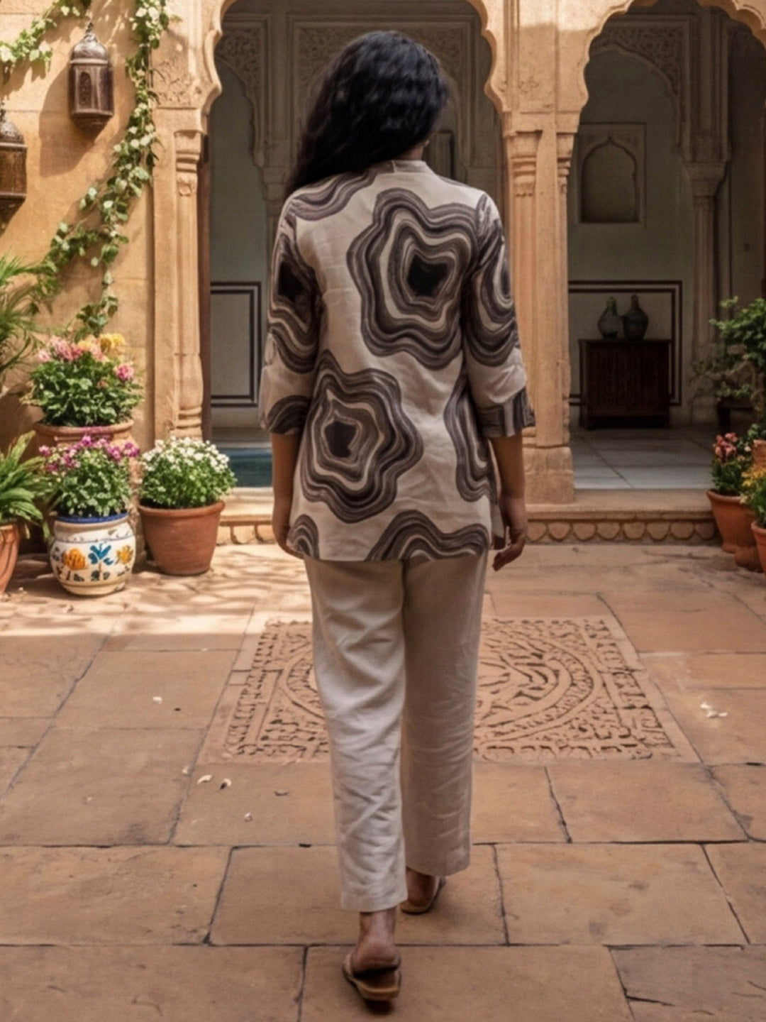 Multi-Colored Cotton Blend Printed Kurta