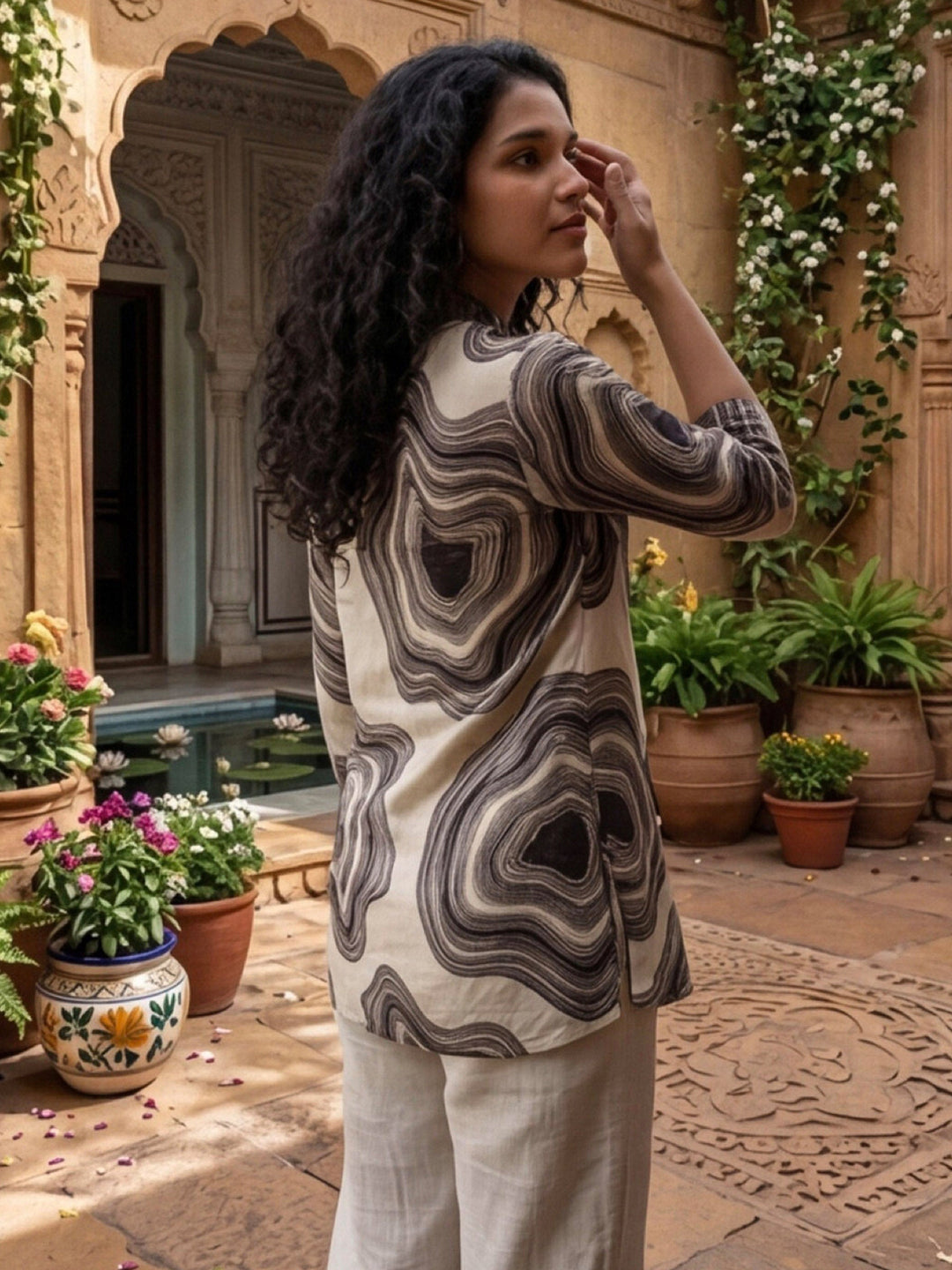 Multi-Colored Cotton Blend Printed Kurta