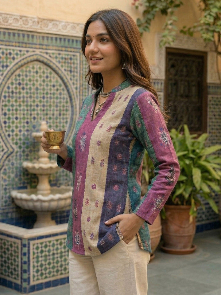 Multi-Colored Cotton Blend Printed Kurta